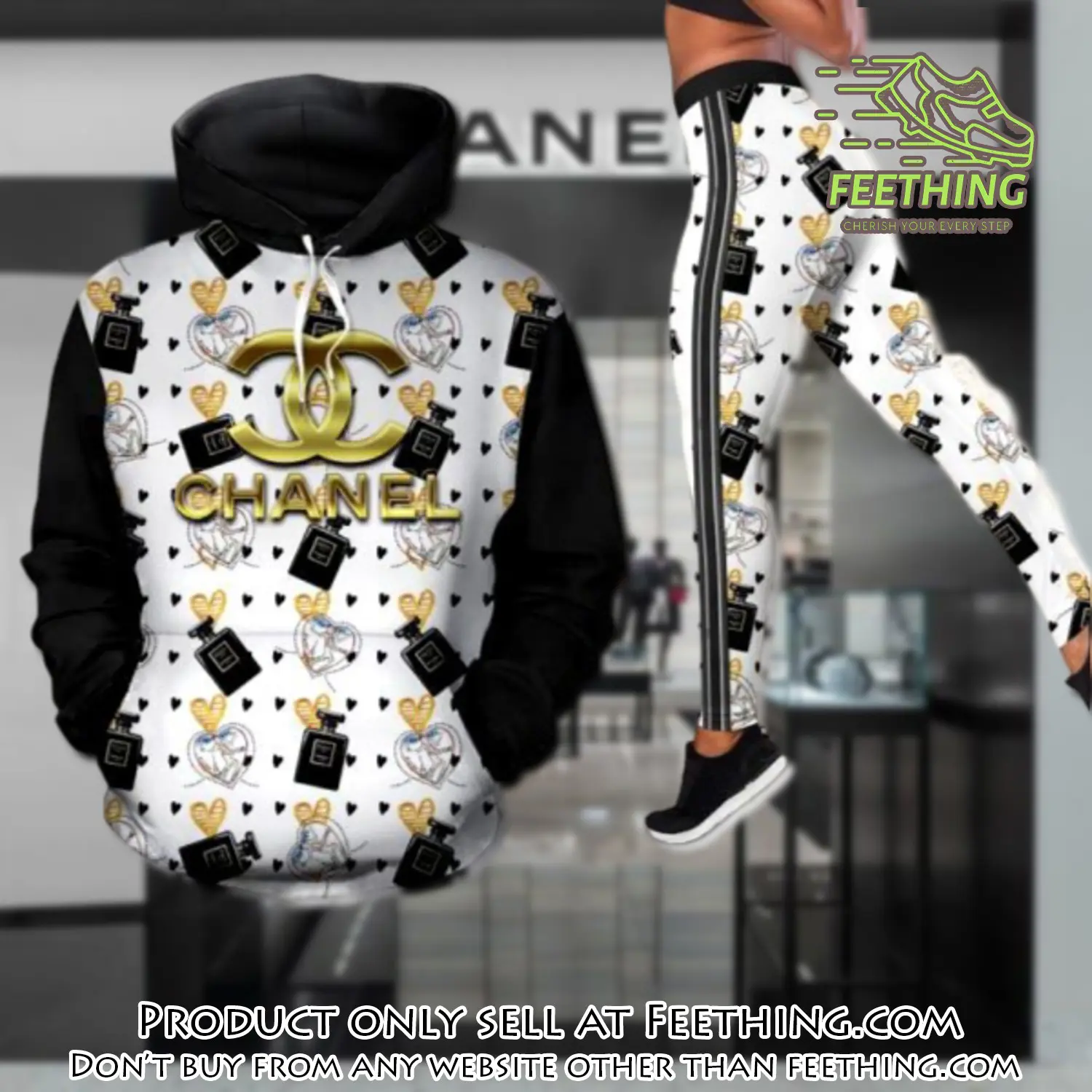 Chanel perfume hoodie legging set luxury for women ft4258993